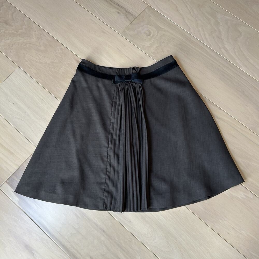 Viktor & Rolf Brown Pleated Wool Blend Mini Skirt *Flaw Women's 40